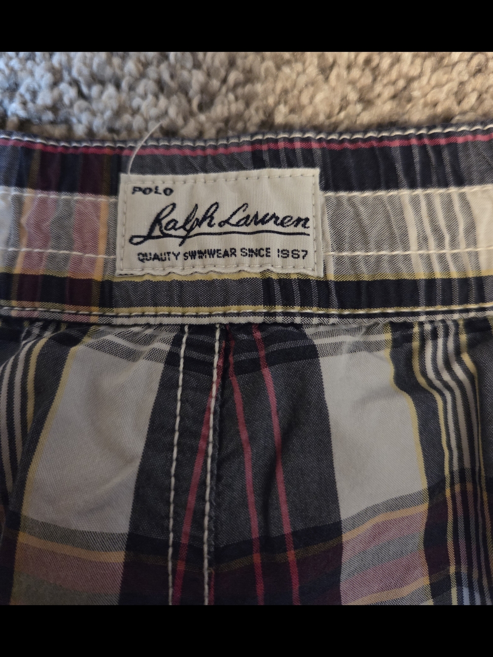 Polo by Ralph Lauren Plaid Cargo Shorts - Navy, White & Red Lg Grandpacore Golf - Picture 5 of 8